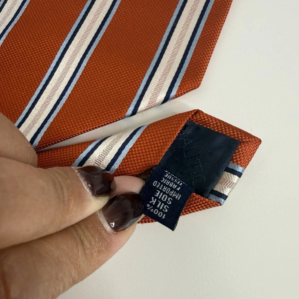NWOT Nautica Men's Silk Necktie Stripe‎ Orange 3 7/8